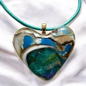 Chic & stylish Heart Pendant Necklace made from Fused Glass.